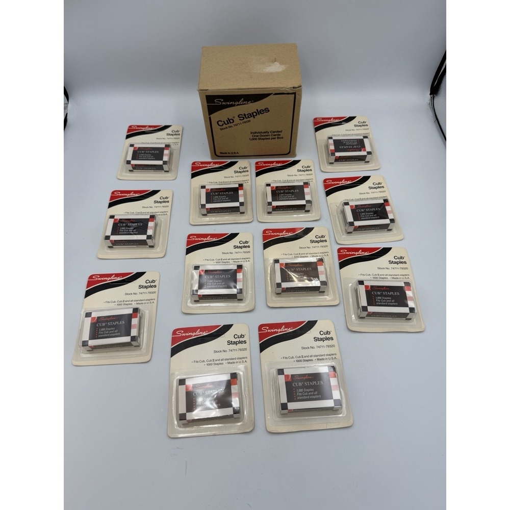 Vintage Swingline Cub Staples Lot of 12 Packs 1000 Staples Each NOS Made USA